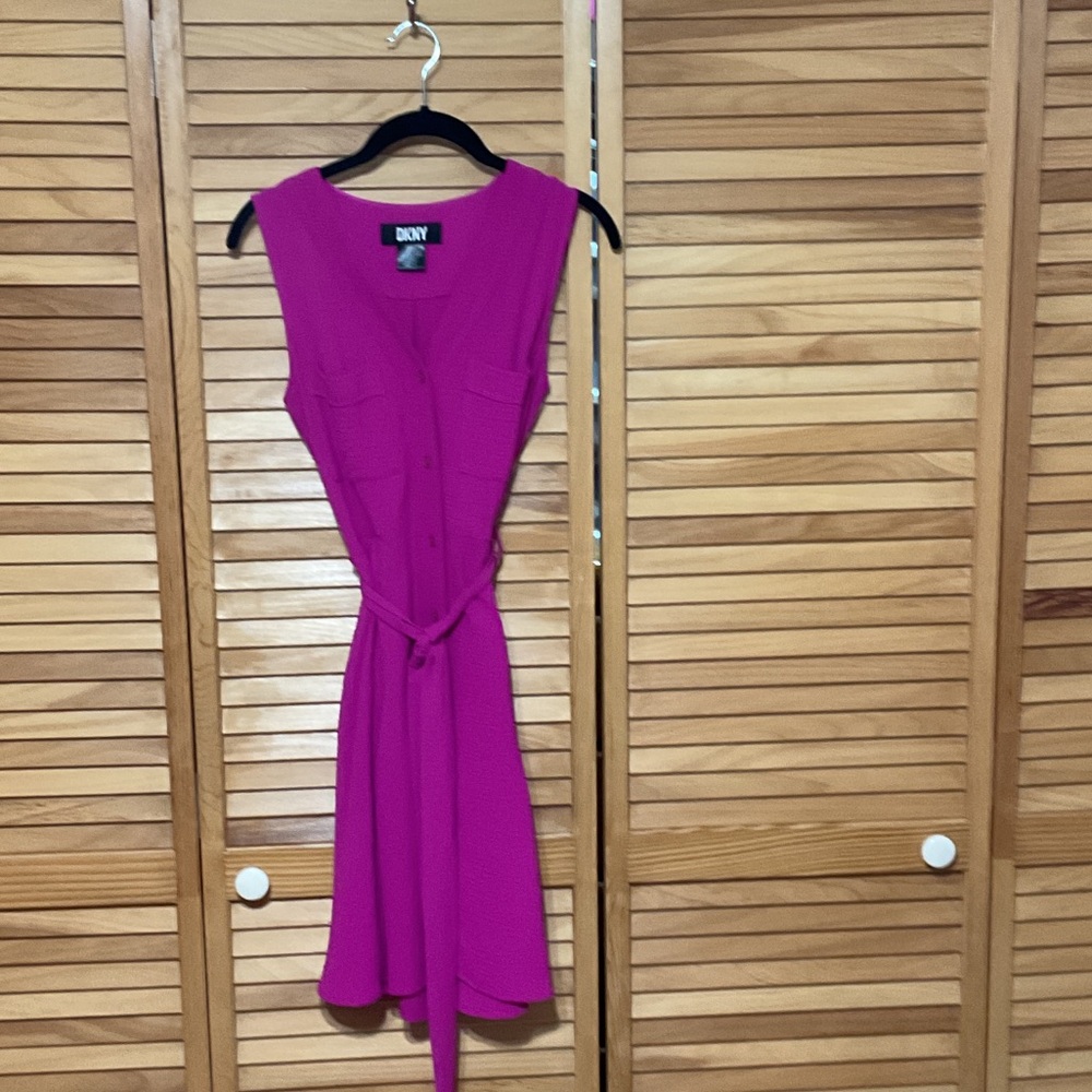DKNY Fuchsia Button-Down Mini Dress